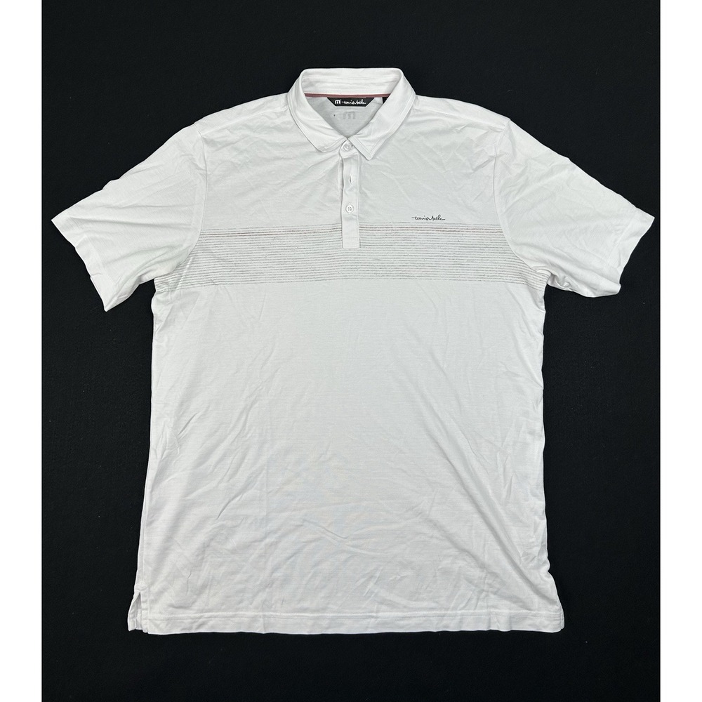 TravisMathew Polo Shirt Men's XL White Performance Golf Stretch Short Sleeve